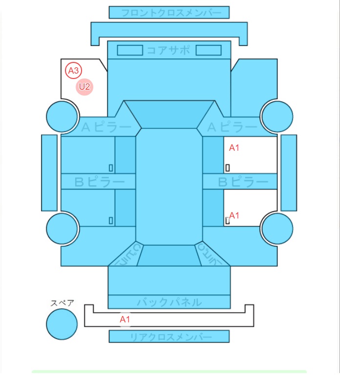 Body condition diagram (damage marks, Japanese labels)