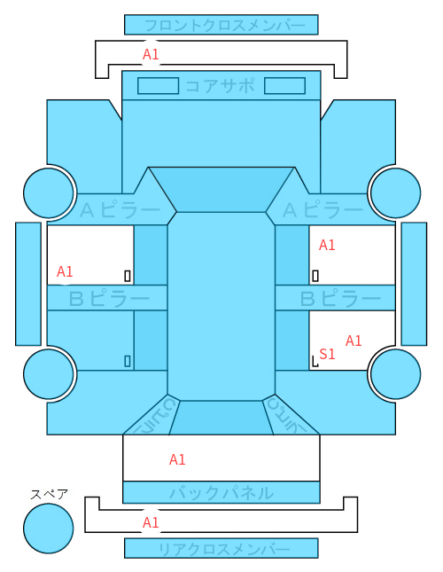Body condition diagram (damage marks, Japanese labels)