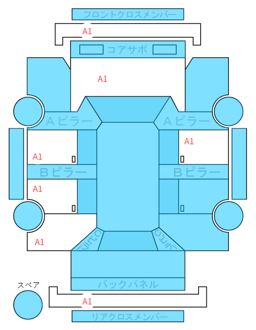 Body condition diagram (damage marks, Japanese labels)
