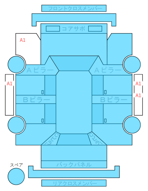 Body condition diagram (damage marks, Japanese labels)