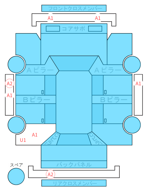 Body condition diagram (damage marks, Japanese labels)