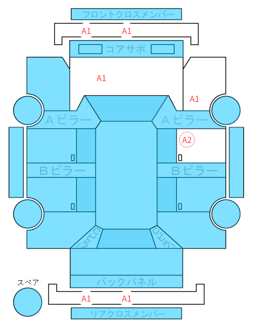 Body condition diagram (damage marks, Japanese labels)