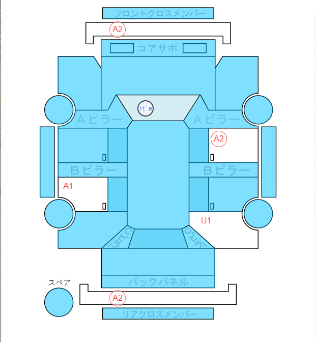Body condition diagram (damage marks, Japanese labels)