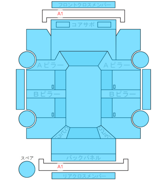 Body condition diagram (damage marks, Japanese labels)