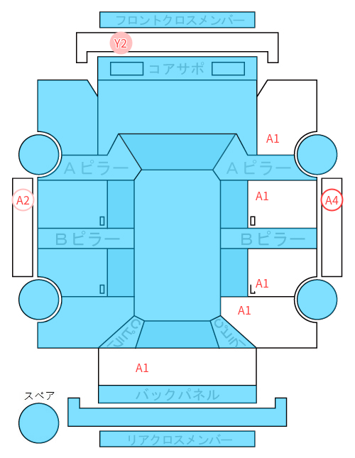 Body condition diagram (damage marks, Japanese labels)