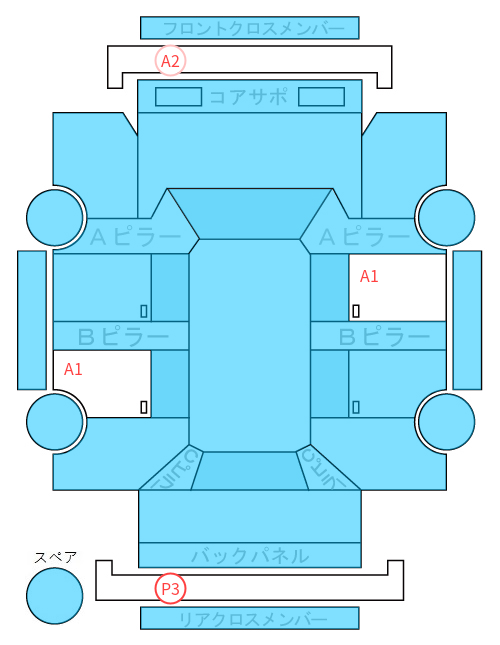 Body condition diagram (damage marks, Japanese labels)