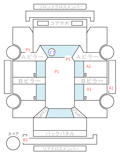 Body condition diagram (damage marks, Japanese labels)