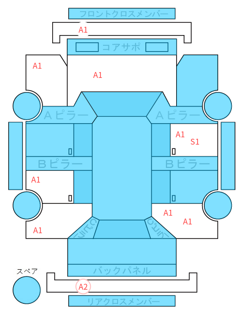Body condition diagram (damage marks, Japanese labels)