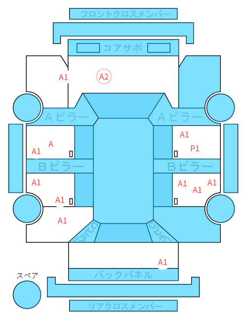 Body condition diagram (damage marks, Japanese labels)
