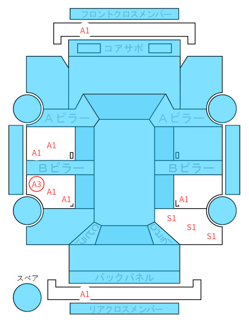 Body condition diagram (damage marks, Japanese labels)
