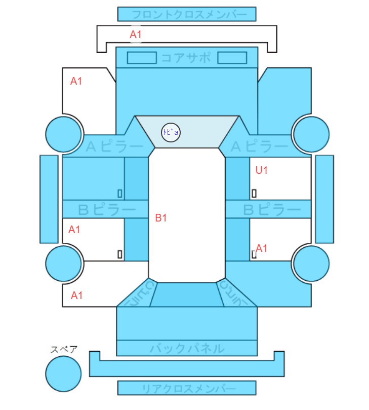 Body condition diagram (damage marks, Japanese labels)