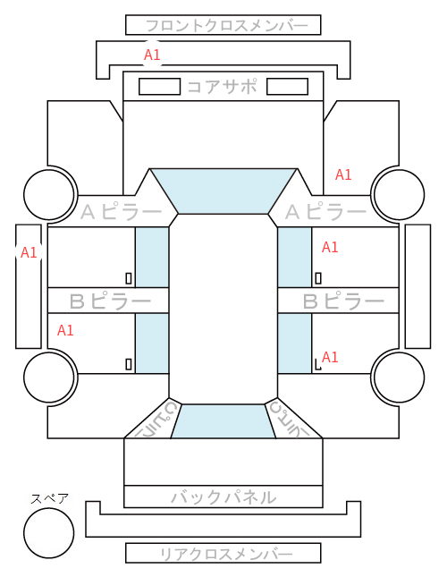 Body condition diagram (damage marks, Japanese labels)