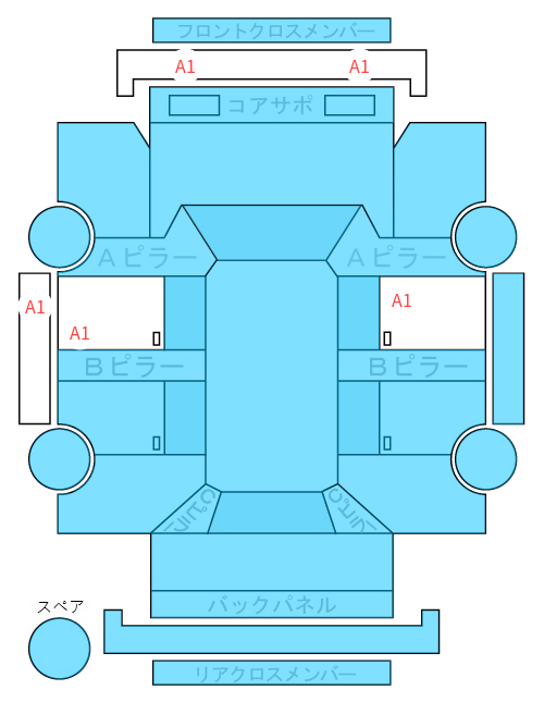 Body condition diagram (damage marks, Japanese labels)
