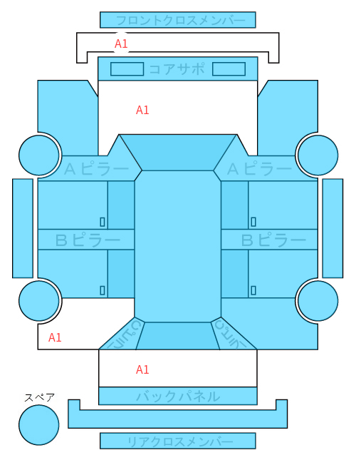 Body condition diagram (damage marks, Japanese labels)