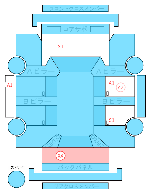 Body condition diagram (damage marks, Japanese labels)