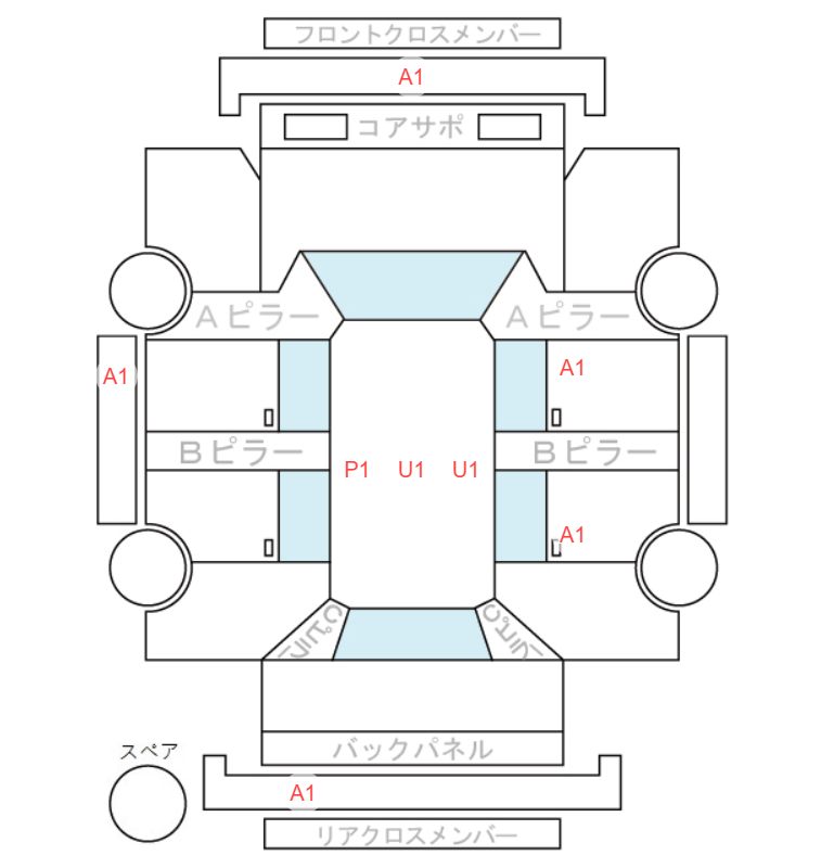 Body condition diagram (damage marks, Japanese labels)