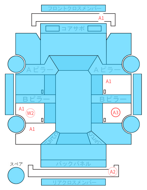 Body condition diagram (damage marks, Japanese labels)