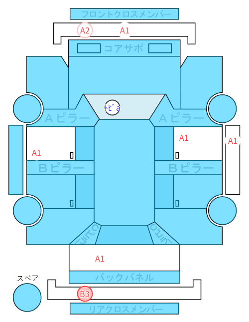 Body condition diagram (damage marks, Japanese labels)