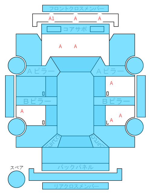 Body condition diagram (damage marks, Japanese labels)
