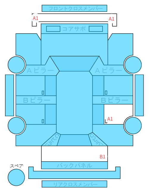 Body condition diagram (damage marks, Japanese labels)