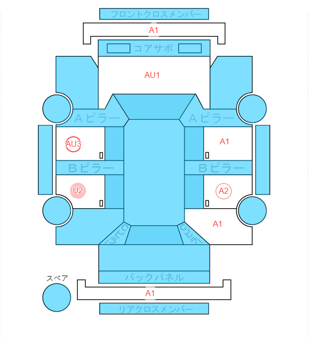 Body condition diagram (damage marks, Japanese labels)
