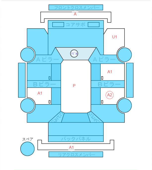 Body condition diagram (damage marks, Japanese labels)