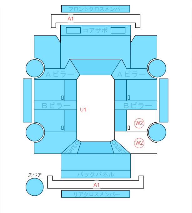 Body condition diagram (damage marks, Japanese labels)