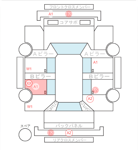 Body condition diagram (damage marks, Japanese labels)