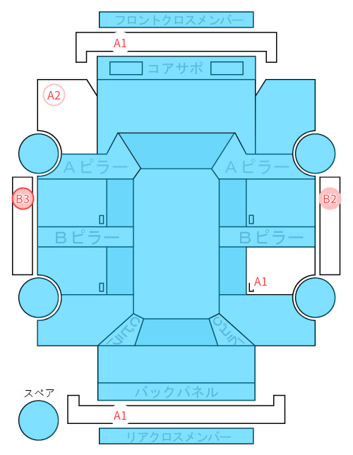 Body condition diagram (damage marks, Japanese labels)