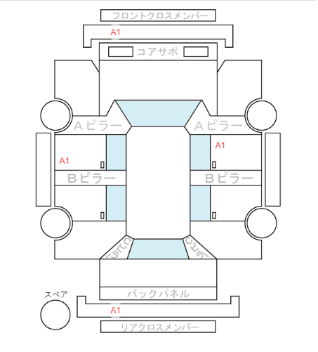 Body condition diagram (damage marks, Japanese labels)
