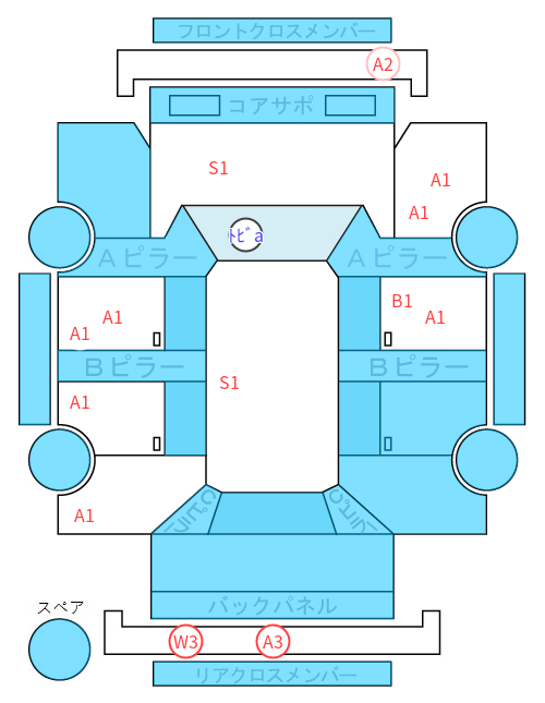 Body condition diagram (damage marks, Japanese labels)