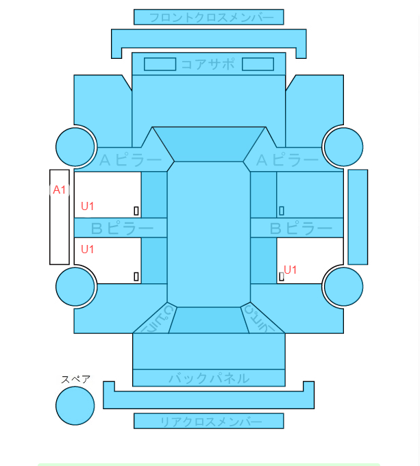 Body condition diagram (damage marks, Japanese labels)