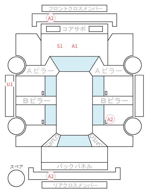 Body condition diagram (damage marks, Japanese labels)