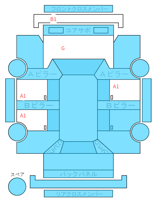 Body condition diagram (damage marks, Japanese labels)