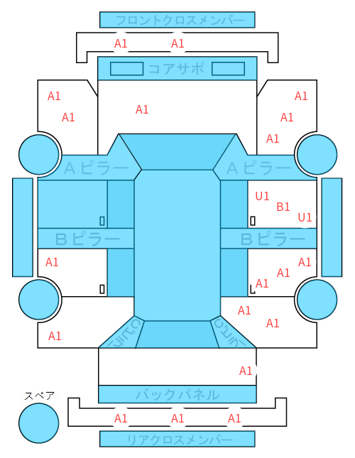 Body condition diagram (damage marks, Japanese labels)
