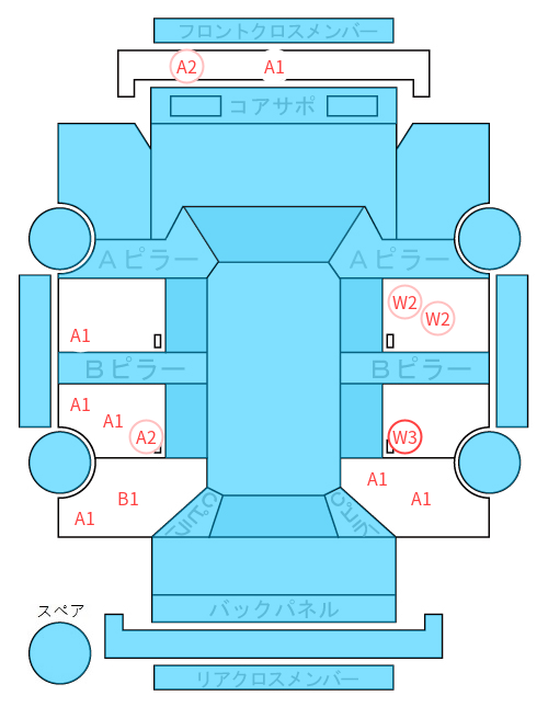 Body condition diagram (damage marks, Japanese labels)