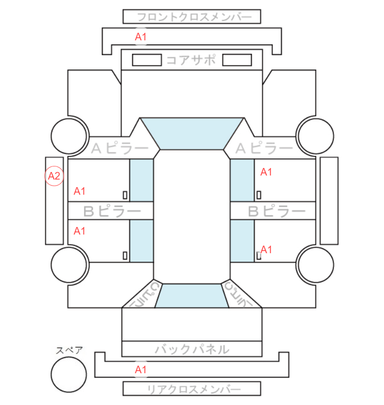 Body condition diagram (damage marks, Japanese labels)