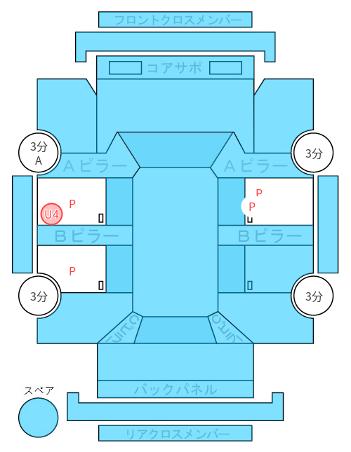 Body condition diagram (damage marks, Japanese labels)