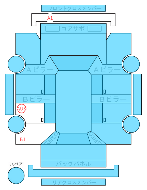 Body condition diagram (damage marks, Japanese labels)