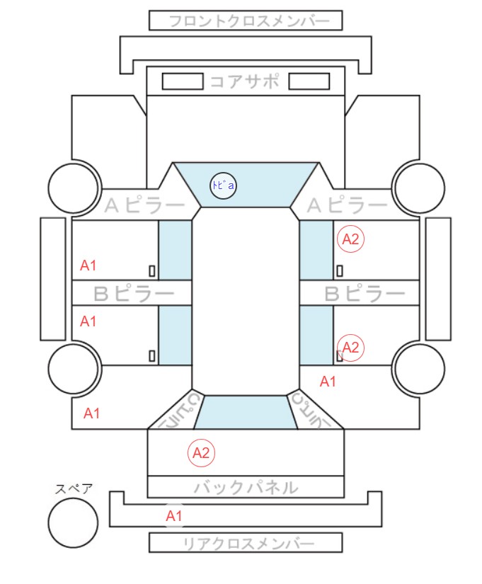 Body condition diagram (damage marks, Japanese labels)