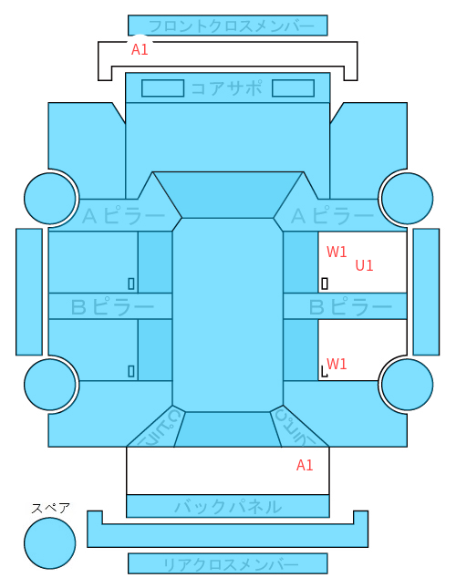 Body condition diagram (damage marks, Japanese labels)