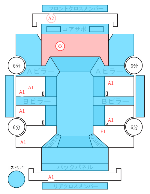 Body condition diagram (damage marks, Japanese labels)
