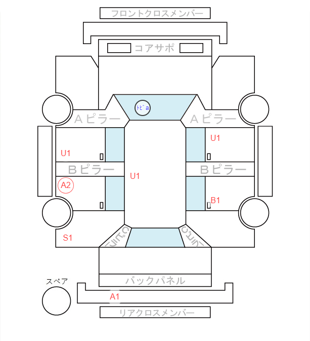 Body condition diagram (damage marks, Japanese labels)