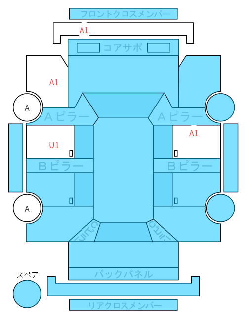Body condition diagram (damage marks, Japanese labels)
