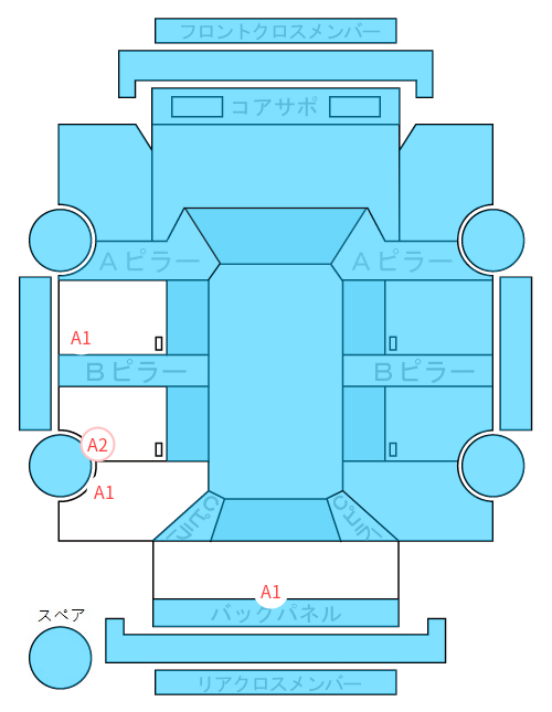 Body condition diagram (damage marks, Japanese labels)