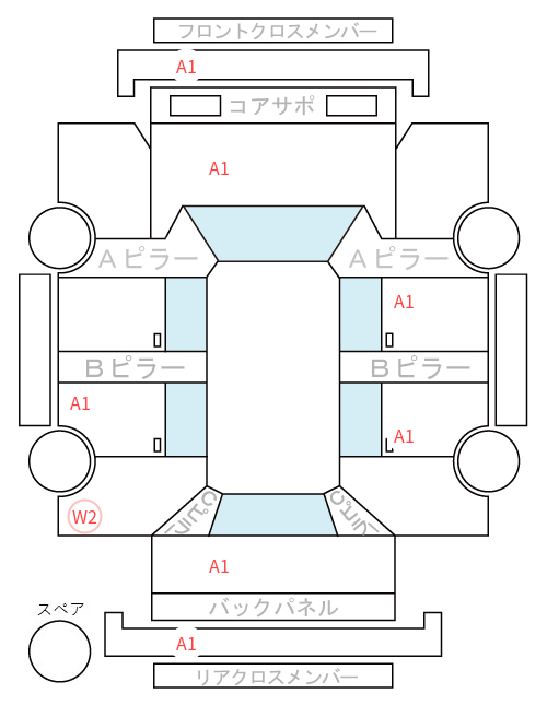 Body condition diagram (damage marks, Japanese labels)