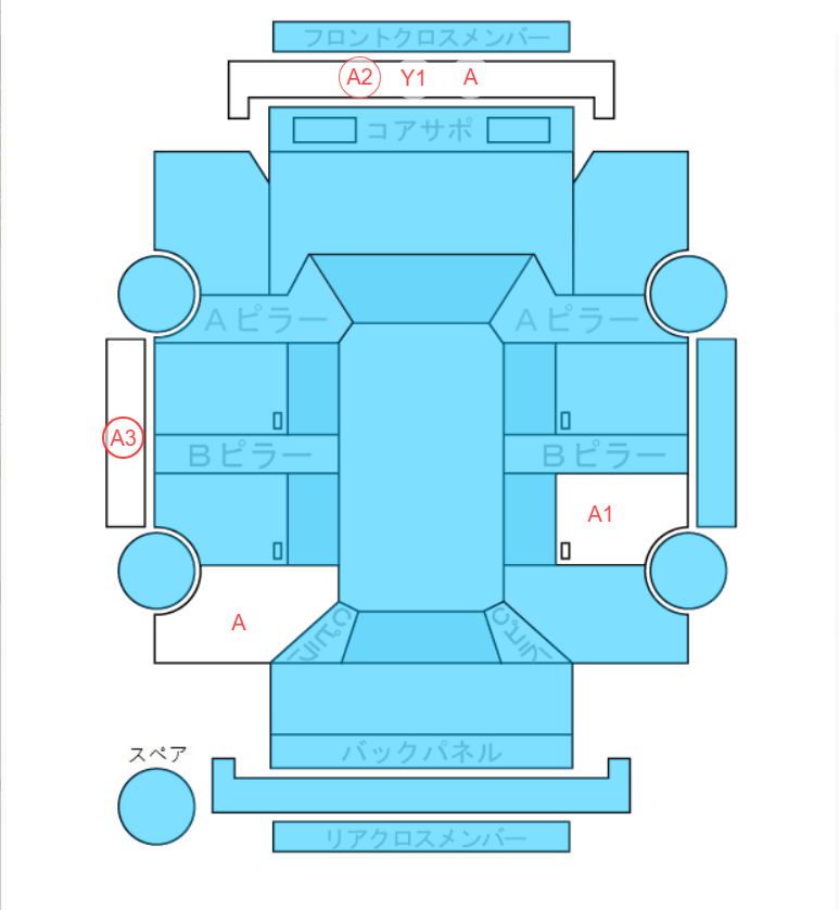 Body condition diagram (damage marks, Japanese labels)