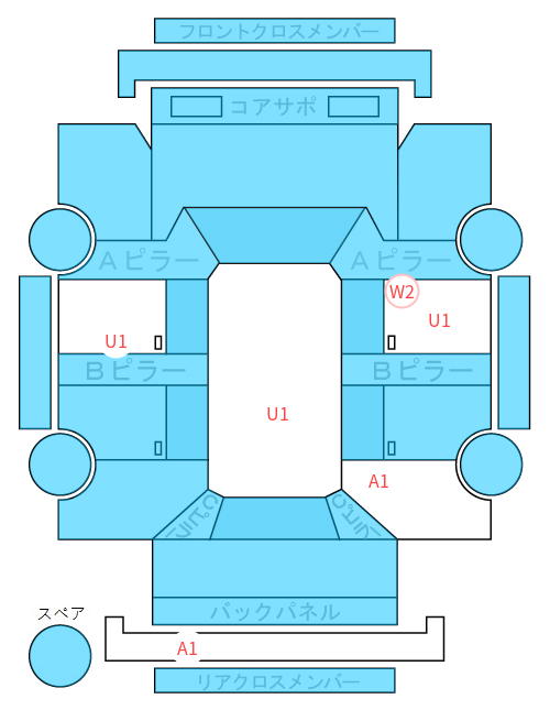Body condition diagram (damage marks, Japanese labels)
