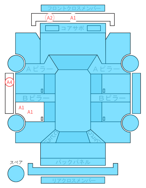 Body condition diagram (damage marks, Japanese labels)