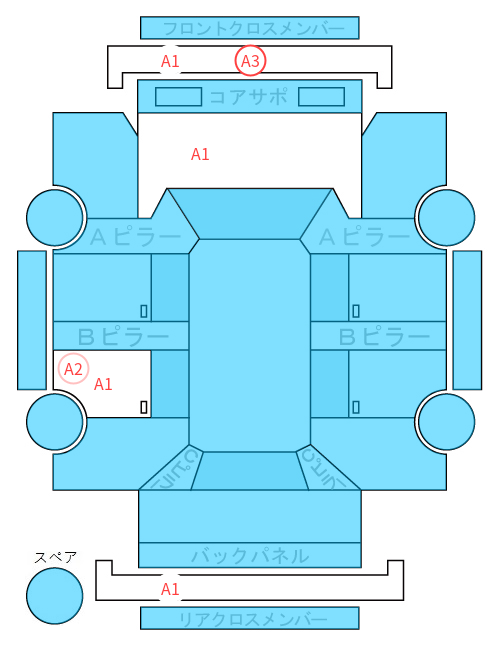 Body condition diagram (damage marks, Japanese labels)